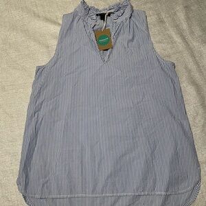J. Crew Blue and White Striped Sleeveless Blouse